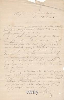 Jules MICHELET lettre autographe signée sur Nos Fils et réponse autographe signé