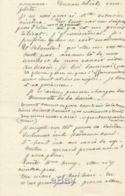 Jules RENARD Longue lettre autographe signée à sa soeur Amélie. 8 pages 1883