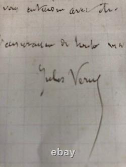 Jules Verne Lettre Manuscrit Autographe Signee 1900