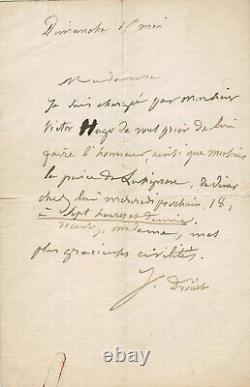 Juliette DROUET / Victor HUGO Lettre autographe signée 15 Mai 1881