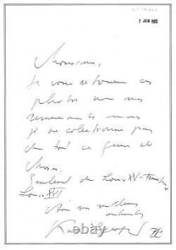 Karl LAGERFELD / Lettre autographe signée / Collection / XVIIIe siècle / Mode