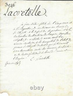 LACRETELLE Lettre autographe signée NAPOLEON 1er 1er empire