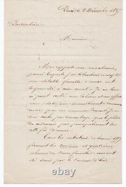 LAMARTINE (Alphonse de) Lettre autographe signée, Paris 2 décembre 1857