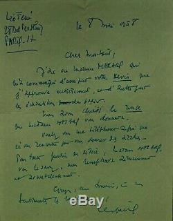 LÉO FERRÉ Lettre autographe signée du 8 mai 1958 Manuscrit dédicace