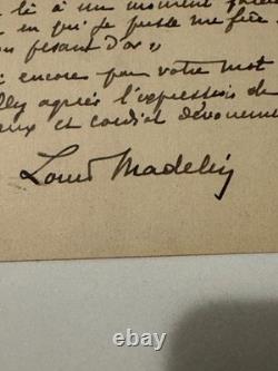LOUIS MADELIN Lettre autographe signée à l'ambassadeur Camille Barrère 1924