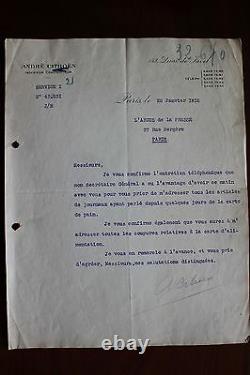 L. S. André CITROEN industriel rare lettre signée du 28 janvier 1918