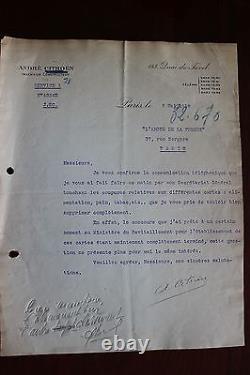 L. S. André CITROEN industriel rare lettre signée du 9 mai 1918