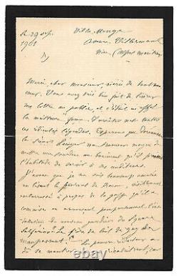 Laure de MAUPASSANT / Lettre autographe signée / Guy / Frère de lait / Rouen