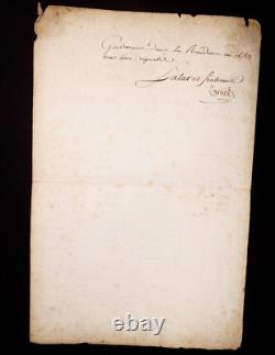 Lazare Carnot Lettre manuscrite signée Rhône Vaugneray Pont d'Alaï