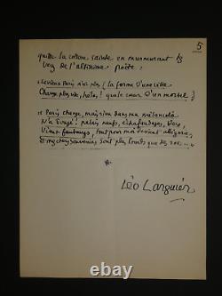 Léo LARGUIER LETTRE AUTOGRAPHE SIGNÉE sur le Collège des Irlandais de 5 pages