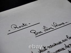 Léon Gabriel Gros Route Lettre Poème Manuscrit Signé à Léon Vérane 1925
