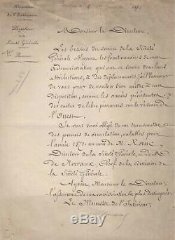 Léon Gambetta / Lettre Signée (janvier 1871) / Chemin De Fer De L'ouest /