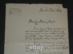 Léon Parvillée Lettre autographe signée Céramique décorative 1884