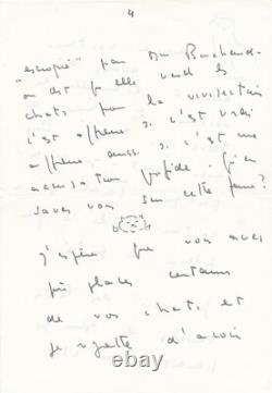 Léonor FINI lettre autographe signée et petit dessin tête de chat! Nonza Corse