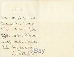 Leonora de ROTHSCHILD baronne Alphonse de Rothschild lettre autographe signée