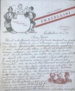 Les Frères FRATELLINI Lettre autographe signée. Le cirque et l'opérette