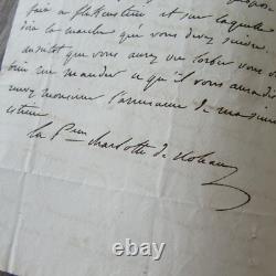Lettre Autographe Signe Princesse Charlotte De Rohan 1818