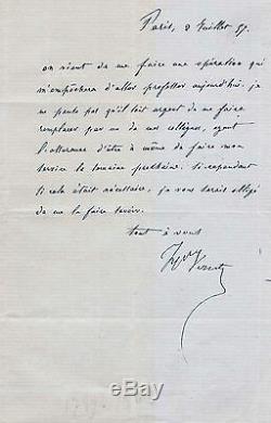 Lettre Autographe Signée De Horace Vernet (1857)