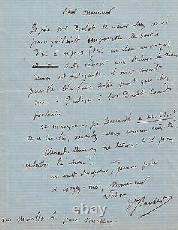 Lettre Autographe Signée Gustave Flaubert Alexandre Dumas Lecture Boulet