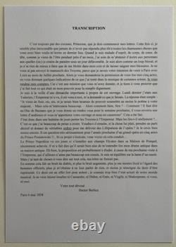 Lettre Autographe Signée de BERLIOZ à La Princesse Carolyn de Sayn-Wittgenstein