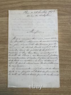 Lettre Autographe Signée de Lambert 1878