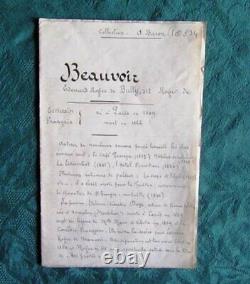 Lettre Autographe Signée de Roger de Beauvoir