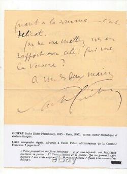 Lettre Autographe signée Sacha Guitry. Sd. 2 Pages In-4. Traces écrites, Paris