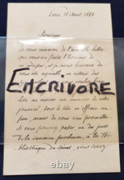 Lettre Autographe signée de Charles Marie Leconte de Lisle