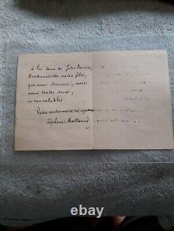 Lettre autographe écrite et signée par Stéphane Mallarmé