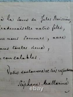 Lettre autographe écrite et signée par Stéphane Mallarmé