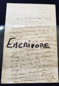 Lettre autographe manuscrire signée de Emile Deschamps 1846