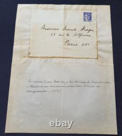 Lettre autographe signé René Benjamin 1939 Prix Goncourt 1915