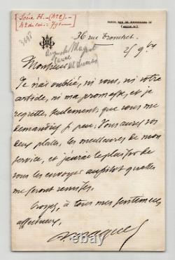 Lettre autographe signée Auguste Maquet Dumas Rue de Bruxelles