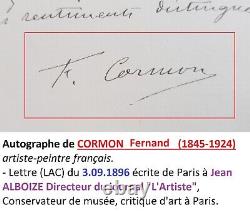 Lettre autographe signée CORMON Fernand (1845-1924) illustre peintre