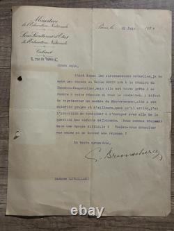 Lettre autographe signée Cécile Brunschvicg 1937 Front populaire féminisme