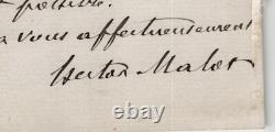 Lettre autographe signée, Hector Malot une rencontre enrichissante, Mlle DUFLAY