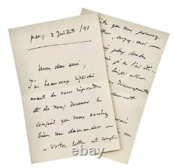 Lettre autographe signée JULES MASSENET à Mr Carrand musique Villa Médicis