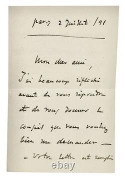 Lettre autographe signée JULES MASSENET à Mr Carrand musique Villa Médicis