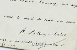 Lettre autographe signée RENÉ VALLERY-RADOT 1884 Louis Pasteur médecine