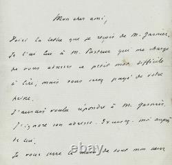 Lettre autographe signée RENÉ VALLERY-RADOT 1884 Louis Pasteur médecine