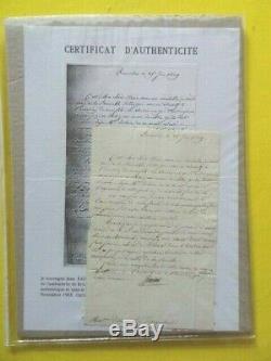 Lettre autographe signée de Cambacérès du 25 juin 1819 à caractère familial