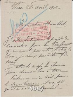 Lettre autographe signée de l'écrivain Jean LORRAIN à Alfred HUMBLOT Avril 1902