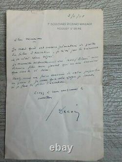 Lettre autographe signée du cinéaste Henri Decoin 1948 tournage film avec Jouvet
