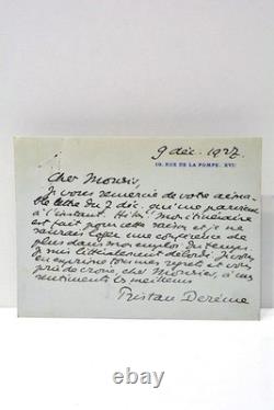 Lettre autographe signée du poète Tristan Derème Paris 1927