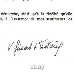 Lettre dactylographiée et signée par Valéry Giscard d'Estaing