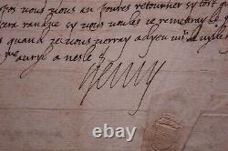 Lettre manuscrite autographe signée d'Henri IV (1553-1610) adressée à Villeroy
