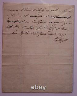 Lettre manuscrite autographe signée par Arthur Wellesley de Wellington (1769-52)