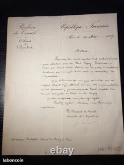 Lettre signée de Jules Meline président du conseil en 1897