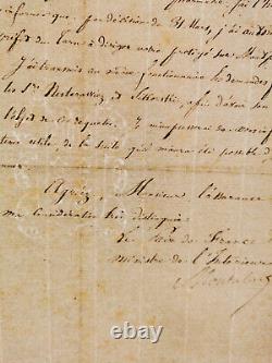 Lettre signée du Comte de MONTALIVET, Ministre de l'Intérieur 1838