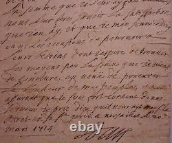 Lettre signée par Louis XIV, roi de France (1643-1715), datée 20 mars 1714
